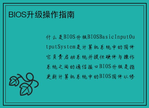 BIOS升级操作指南